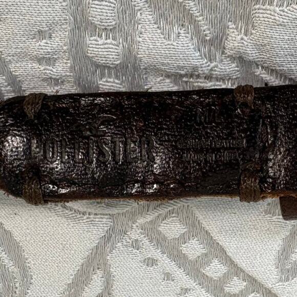HOLLISTER Belt Braided Leather Walnut Brown Sz 32 Equestrian Ranch Southern Boho - Picture 3 of 5